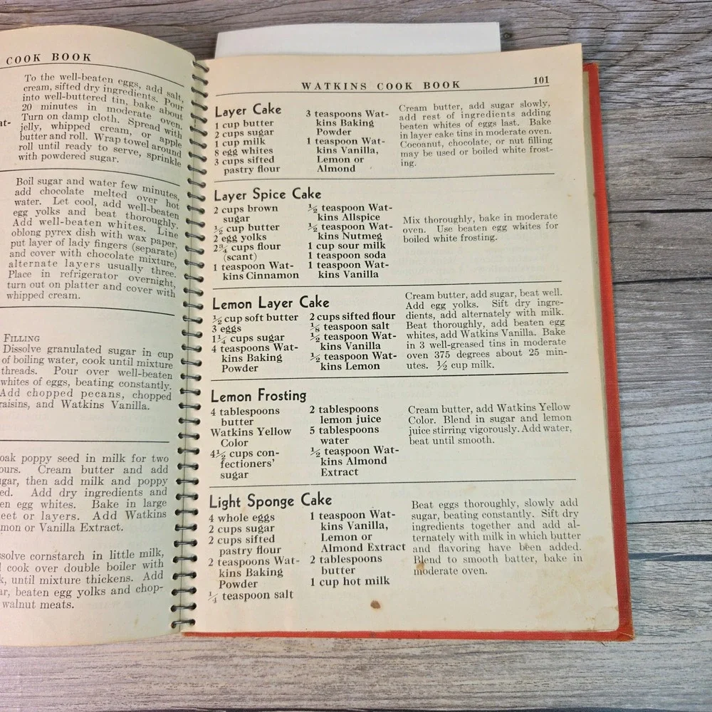 Vintage 1936 Watkins Cook Book Spiral Bound Retro Recipes JR Watkins Co Winona